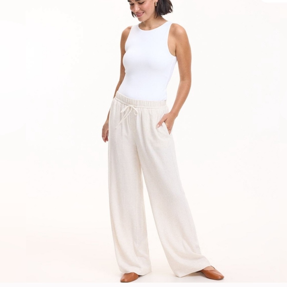 Reitmans - Wide Leg Linen Blend Pants Small Petite
